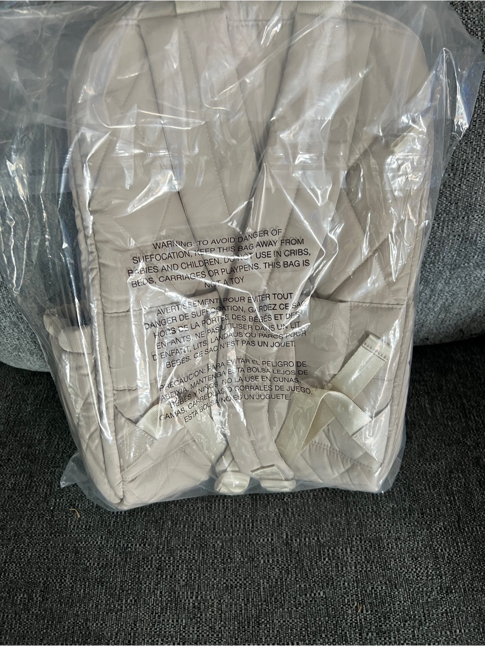 Vera Bradley Quilted Cream Backpack - Picture 6 of 8